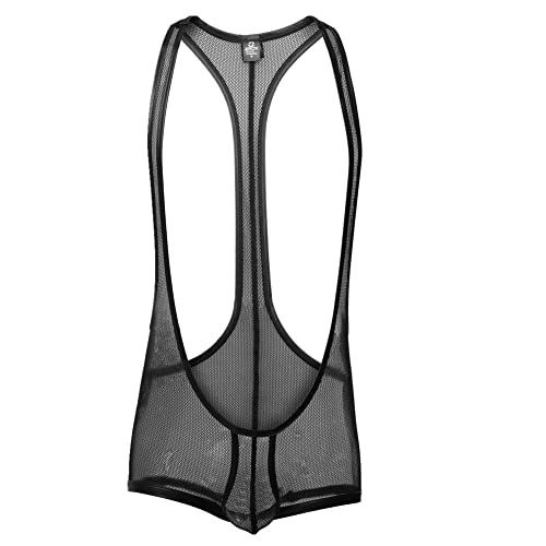 Juflam Bodysuit mit Leopardenmuster für Herren Wrestling Singlets Leotard Gym Unterwäsche (JJ74-Schwarz, Large) von Juflam