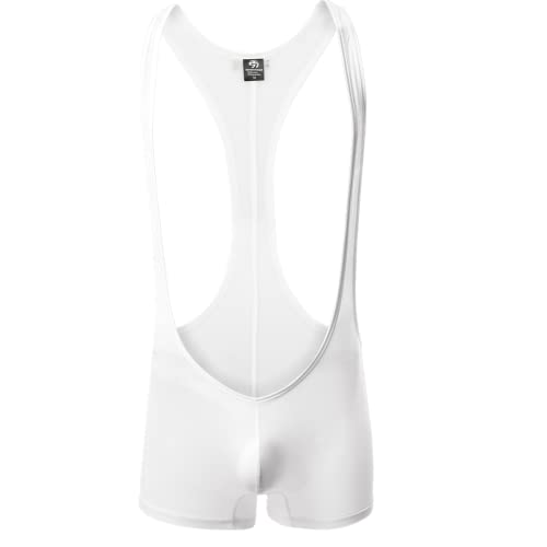 Juflam Bodysuit mit Leopardenmuster für Herren Wrestling Singlets Leotard Gym Unterwäsche (WH41-weiß, Medium) von Juflam