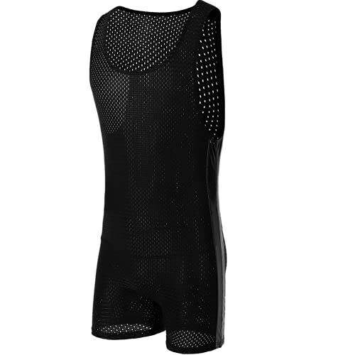 Juflam Herren Wrestling Singlet Athletic Trikot Body Gym Sportswear Unterhemd (Medium, Schwarz) von Juflam