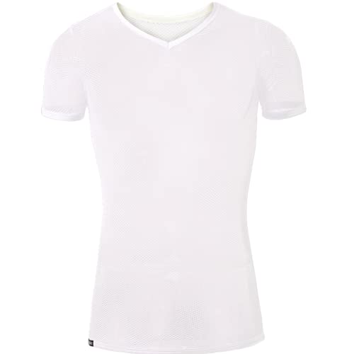 Juflam Herrenmode Fishnet Durchsichtig Tank Top Muskeltraining T-Shirt Mesh Transparente T-Shirts Top (X-Large, Weiß-C11) von Juflam