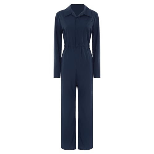 Jugaoge Damen Arbeitsoverall Langarm Coverall Baumwolle Overall Elastische Taille Arbeitsanzug Schutzanzug Halloween Horror Outfits Navy blau XL von Jugaoge