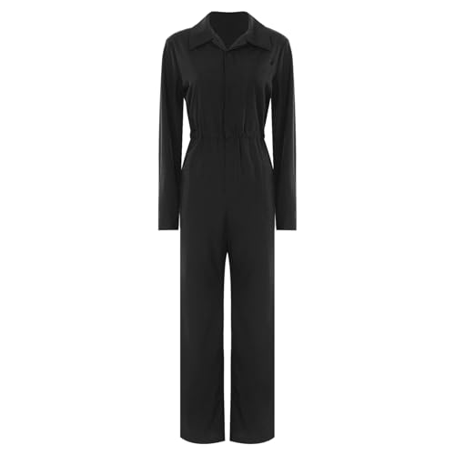 Jugaoge Damen Arbeitsoverall Langarm Coverall Baumwolle Overall Elastische Taille Arbeitsanzug Schutzanzug Halloween Horror Outfits Schwarz L von Jugaoge
