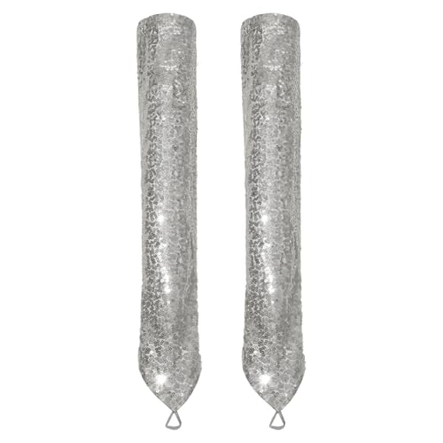 Jugaoge Damen Fingerlose Handschuhe Ellbogen Lang Metallic Abendhandschuhe Gefüttert Brauthandschuhe Tanzhandschuhe mit Glitzer Gogo Raver Outfits Clubwear Silber Einheitsgröße von Jugaoge