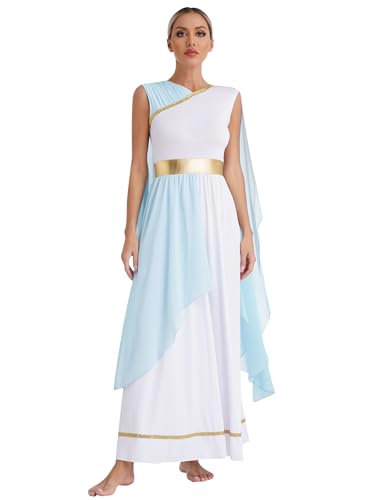 Jugaoge Damen Griechische Göttin Kostüm Farblock Midikleid Römische Toga Königin Cosplay Uniformen Goldene Gürtel Weihnachten Engel Outfits Hellblau M Jugaoge Damen Griechische Göttin Kostüm Farblock Midikleid Römische Toga Königin Cosplay Uniformen Goldene Gürtel Weihnachten Engel Outfits Hellblau M von Jugaoge