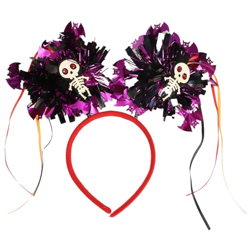 Jugaoge Damen Halloween Haarreifen mit Kürbis/Sklett Motive Horror Stirnband Metallic Haarband Lustige Cosplay Kostüm Zubehör Typ A One Size von Jugaoge