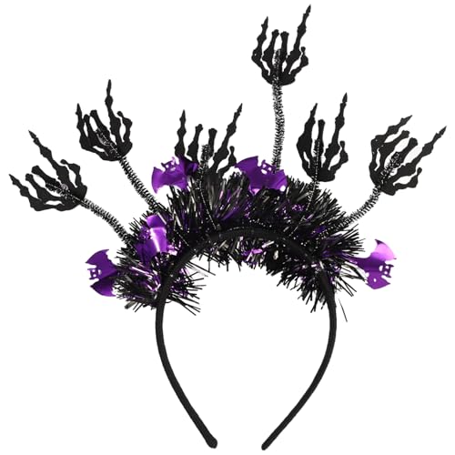 Jugaoge Damen Halloween Haarreifen mit Kürbis/Sklett Motive Horror Stirnband Metallic Haarband Lustige Cosplay Kostüm Zubehör Typ E One Size von Jugaoge