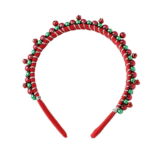 Jugaoge Damen Weihnachten Haarreifen mit Glöckchen Mädchen Prinzessin Stirnband Kopfschmuck Xmas Neujahr Party Kopfbedeckung Weihnachts Kleid Zubehör Rot Einheitsgröße von Jugaoge