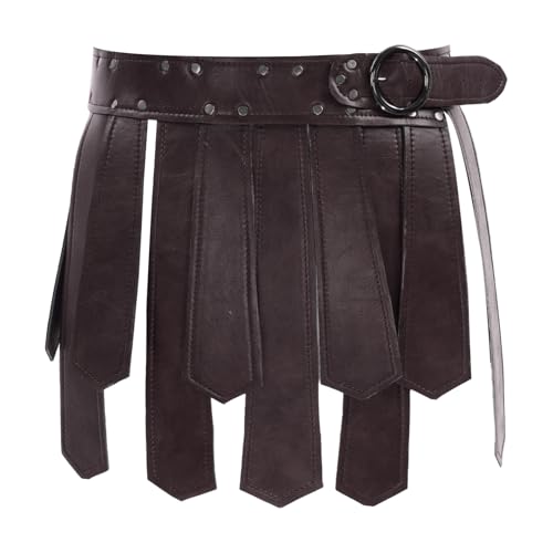 Jugaoge Herren PU Leder Gürtel Gladiator Rock Römer Kämpfer Krieger Rüstungen Panzer Verstellbare Ledergürtel Breit mit Schnalle Party Clubwear Braun One Size von Jugaoge
