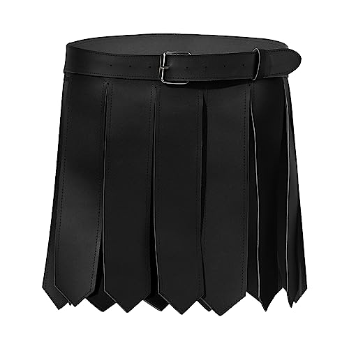 Jugaoge Herren PU Leder Gürtel Gladiator Rock Römer Kämpfer Krieger Rüstungen Panzer Verstellbare Ledergürtel Breit mit Schnalle Party Clubwear Schwarz A One Size von Jugaoge