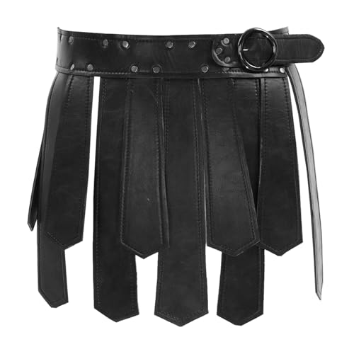 Jugaoge Herren PU Leder Gürtel Gladiator Rock Römer Kämpfer Krieger Rüstungen Panzer Verstellbare Ledergürtel Breit mit Schnalle Party Clubwear Schwarz One Size von Jugaoge