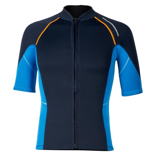 Jugaoge Herren UV Shirt Rashguard T-Shirt Kurzarm Schwimm Oberteil Farbblock Compressionsshirt Schnelltrocknend Atmungsaktiv Surfen Angeln Wandern Top Navy blau XL von Jugaoge