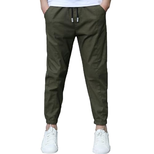 Jugaoge Jungen Chino Hose Cargo Baggy Pants Lang mit Taschen Elastische Taille Outdoorhose Street Dance Bekleidung Hip Hop Outfits Armeegrün 98-104 von Jugaoge