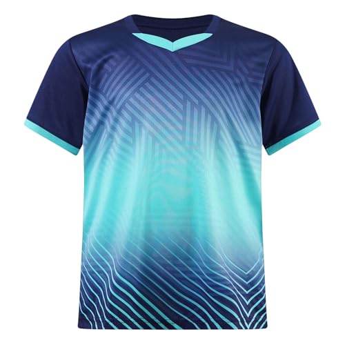 Jugaoge Jungen Fußball Trikot Sommer Kurzarm Sportshirts Funktionsshirt Laufshirt Fitness T-Shirt Jogging Gym Oberteile Tops Navy blau 170 von Jugaoge