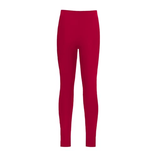 Jugaoge Mädchen Skinny Fit Hose Blickdicht Leggings Wellensaum Ballett Tanz Strumpfhose Pantyhose ohne Fuß Basic Einfarbig Pants Burgundy A 134-140 von Jugaoge