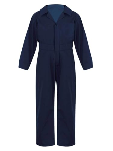 Jugaoge Unisex Kinder Arbeitsoverall Mädchen Jungen Arbeitskleidung Baumwolle Overall Arbeitsanzug Schutzanzug Coverall Halloween Outfits Dunkelblau 110-116 von Jugaoge