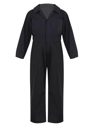 Jugaoge Unisex Kinder Arbeitsoverall Mädchen Jungen Arbeitskleidung Baumwolle Overall Arbeitsanzug Schutzanzug Coverall Halloween Outfits Schwarz 170-176 von Jugaoge