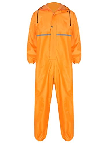 Jugaoge Unisex Motorrad Regenanzug für Damen und Herren Outdoor Einteiler Wasserdichter Overall Jumpsuit mit reflektierenden Streifen Arbeitsoveralls Gelb XL von Jugaoge