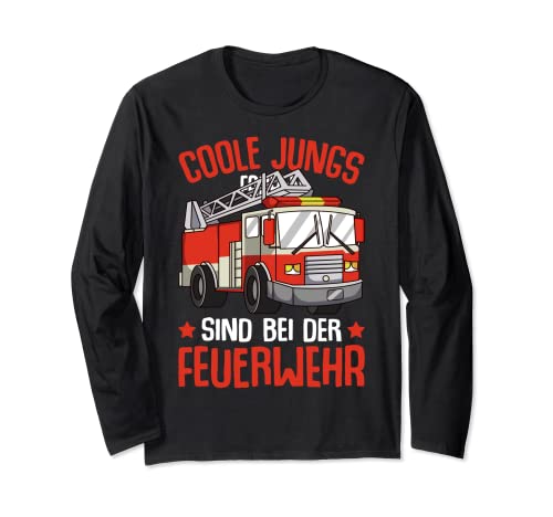Coole Jungs gehen zur Feuerwehr Feuerwehrmann Kinder Junge Langarmshirt von Jugendfeuerwehr & Freiwillige Feuerwehr Geschenke