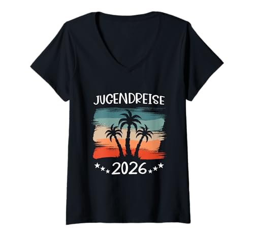 Damen Jugendreisen Zubehör Urlaub 2026 Jugendreise Must Have Reise T-Shirt mit V-Ausschnitt Damen Jugendreisen Zubehör Urlaub 2026 Jugendreise Must Have Reise T-Shirt mit V-Ausschnitt von Jugendreise Must Have und Jugendreisen Geschenk