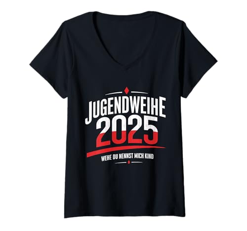 Damen Jugendweihe 2025 Mädchen Junge T-Shirt mit V-Ausschnitt Damen Jugendweihe 2025 Mädchen Junge T-Shirt mit V-Ausschnitt von Jugendweihe 2025 Jugendweihe Geschenke