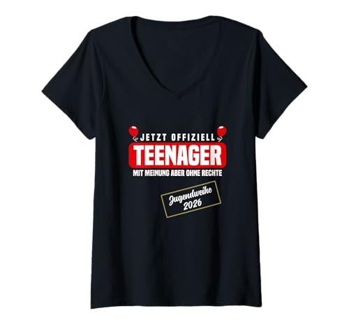 Damen Offiziell Teenager Jugendweihe 2026 Lustig Mitgebsel Party T-Shirt mit V-Ausschnitt Damen Offiziell Teenager Jugendweihe 2026 Lustig Mitgebsel Party T-Shirt mit V-Ausschnitt von Jugendweihe Lustig und Party Mitgebsel