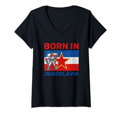 Damen Jugoslavija Jugo Jebiga Tito Balkan SFRJ Jugoslawien T-Shirt mit V-Ausschnitt Damen Jugoslavija Jugo Jebiga Tito Balkan SFRJ Jugoslawien T-Shirt mit V-Ausschnitt von Jugoslavija Jugoslawien Balkan SFRJ Designs