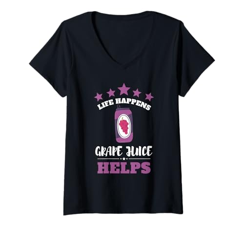 Damen Bio Traubensaftflaschen T-Shirt mit V-Ausschnitt Damen Bio Traubensaftflaschen T-Shirt mit V-Ausschnitt von Juicer And Smoothie Wine Accessoires