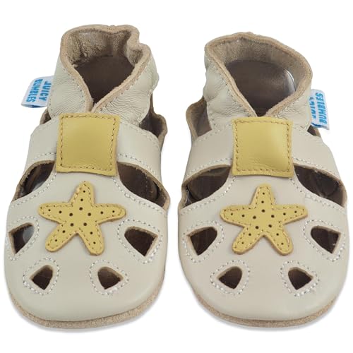 Baby Sandalen - Lauflernschuhe - Krabbelschuhe - Babyschuhe - Beige Seestern 12-18 Monate (Größe 22/23) von Juicy Bumbles