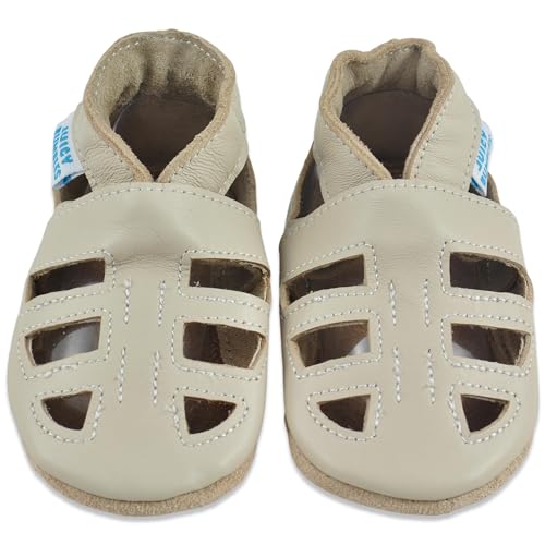 Baby Sandalen - Lauflernschuhe - Krabbelschuhe - Babyschuhe - Beige T-Bar Sandalen 18-24 Monate (Größe 23/24) von Juicy Bumbles