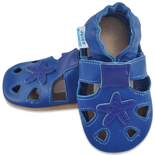 Baby Sandalen - Lauflernschuhe - Krabbelschuhe - Babyschuhe - Blaue Seestern 0-6 Monate (Größe 19/20) von Juicy Bumbles