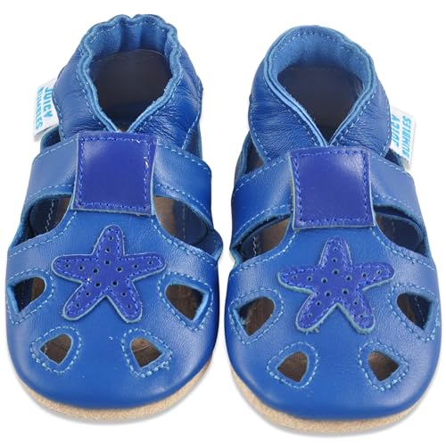 Juicy Bumbles Baby Sandalen - Lauflernschuhe - Krabbelschuhe - Babyschuhe - Blaue Seestern 6-12 Monate (Größe 20/21) von Juicy Bumbles