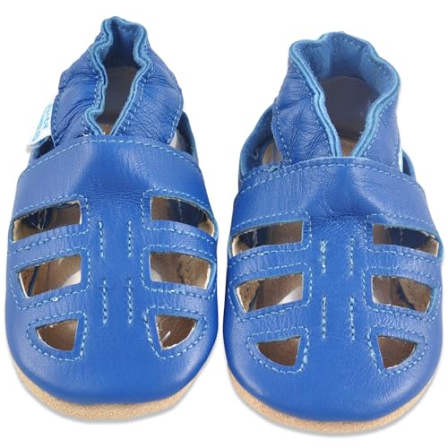 Juicy Bumbles Baby Sandalen - Lauflernschuhe - Krabbelschuhe - Babyschuhe - Blaue T-Bar Sandalen 0-6 Monate (Größe 19/20) von Juicy Bumbles