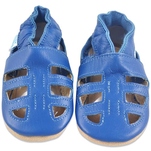 Baby Sandalen - Lauflernschuhe - Krabbelschuhe - Babyschuhe - Blaue T-Bar Sandalen 6-12 Monate (Größe 20/21) von Juicy Bumbles