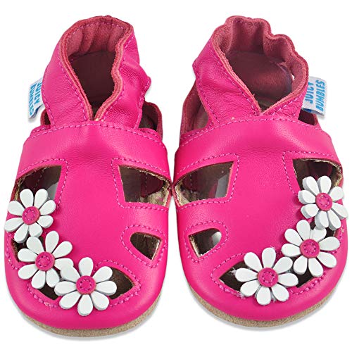 Baby Sandalen - Lauflernschuhe - Krabbelschuhe - Babyschuhe - Fuchsia Gänseblümchen 12-18 Monate (Größe 22/23) von Juicy Bumbles