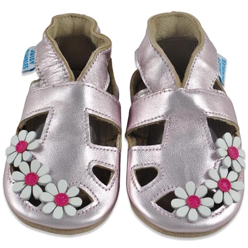 Juicy Bumbles Baby Sandalen - Lauflernschuhe - Krabbelschuhe - Babyschuhe - Goldene Gänseblümchen 12-18 Monate (Größe 22/23) von Juicy Bumbles