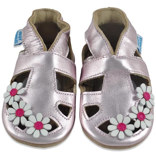 Baby Sandalen - Lauflernschuhe - Krabbelschuhe - Babyschuhe - Goldene Gänseblümchen 6-12 Monate (Größe 20/21) von Juicy Bumbles