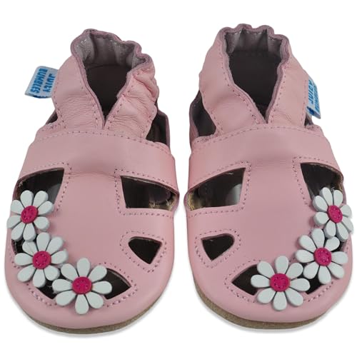 Baby Sandalen - Lauflernschuhe - Krabbelschuhe - Babyschuhe - Rosa Gänseblümchen 12-18 Monate (Größe 22/23) von Juicy Bumbles