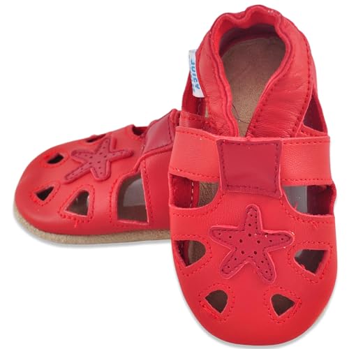 Baby Sandalen - Lauflernschuhe - Krabbelschuhe - Babyschuhe - Roter Seestern 12-18 Monate (Größe 22/23) von Juicy Bumbles