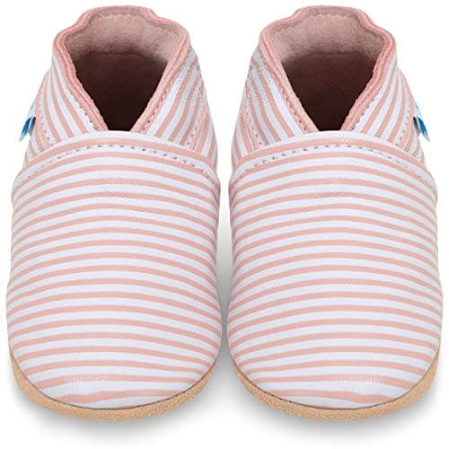 Juicy Bumbles Lauflernschuhe Mädchen Krabbelschuhe Baby Babyschuhe 0-6 Monate Rosa Streifen von Juicy Bumbles