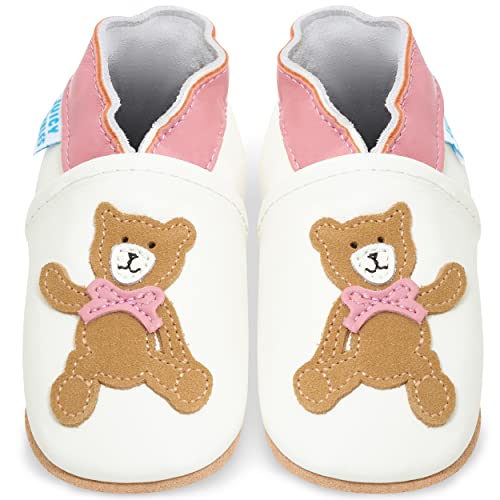 Juicy Bumbles Lauflernschuhe Mädchen Krabbelschuhe Babyschuhe/Rosa Teddybär 12-18 Monate (Größe 22/23) von Juicy Bumbles