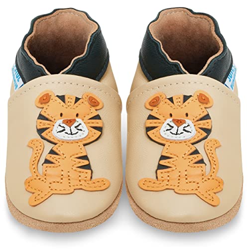 Juicy Bumbles Lauflernschuhe Jungen Krabbelschuhe Babyschuhe/Sitzender Tiger 12-18 Monate (Größe 22/23) von Juicy Bumbles