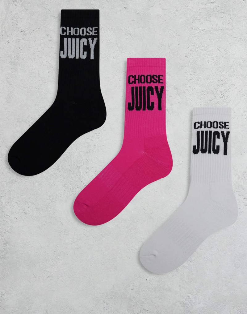 Juicy Couture - 3er-Pack Socken in Schwarz/Weiß/Rosa-Bunt von Juicy Couture