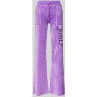 Juicy Couture Bootcut Sweatpants mit Label-Ziersteinbesatz Modell 'LAYLA' in Flieder, Größe L von Juicy Couture