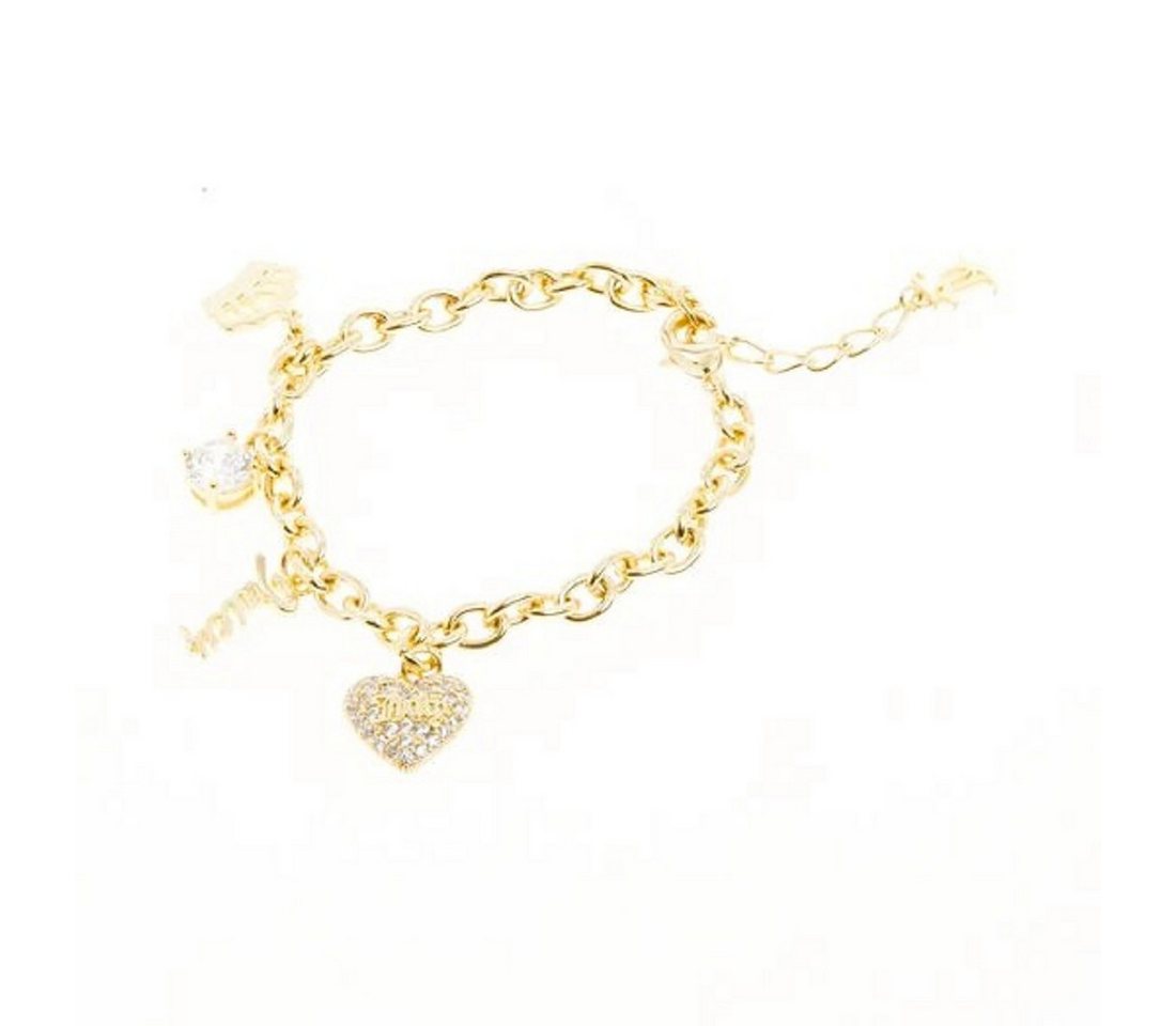 Juicy Couture Charm-Armband Juicy Couture Damen Armband, Juicy Couture Charm Bracelet Vergoldet, Anhänger in form einer Krone, Zierstein, Zirkonia, Aufschrift Juicy. von Juicy Couture