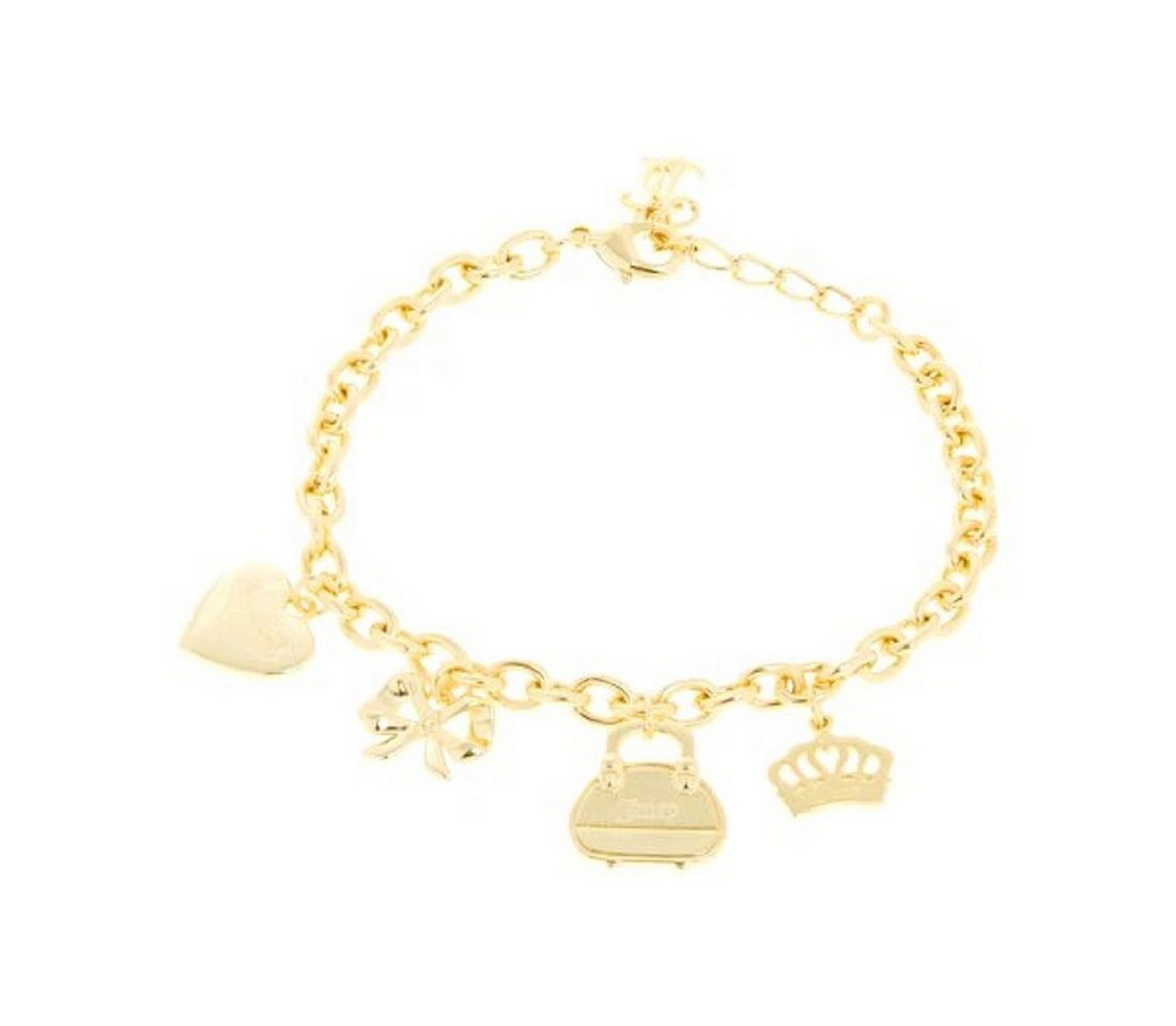 Juicy Couture Charm-Armband Juicy Couture Damen Armband, Juicy Couture Charm Bracelet Vergoldet, Vier Anhänger in form einer Krone, Schleife, Herzens, Handtasche. von Juicy Couture
