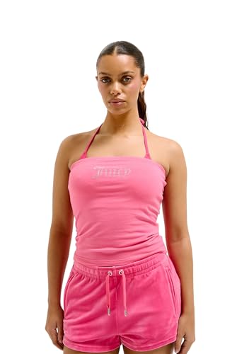 Juicy Couture Damen BABEY Bandeau figubetontes T Top Oberteil mit Applikationen versch. Farben Trägershirt/Cami Shirt, HOT PINK, X-Small Juicy Couture Damen BABEY Bandeau figubetontes T Top Oberteil mit Applikationen versch. Farben Trägershirt/Cami Shirt, HOT PINK, X-Small von Juicy Couture
