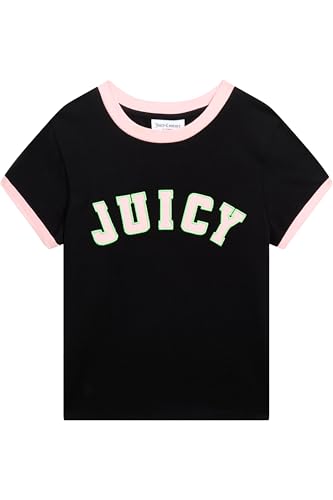 Juicy Couture Damen Collegiate figubetontes Top Oberteil mit Applikationen versch. Farben T-Shirt, Black, X-Small Juicy Couture Damen Collegiate figubetontes Top Oberteil mit Applikationen versch. Farben T-Shirt, Black, X-Small von Juicy Couture