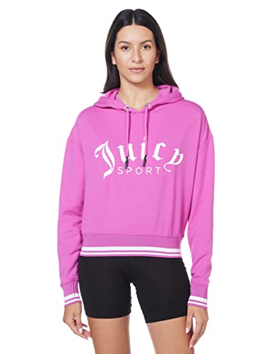 Juicy Couture Damen Cropped-Logo Pullover Hoodie Kapuzenpullover, Wild Fuchsia, X-Large von Juicy Couture