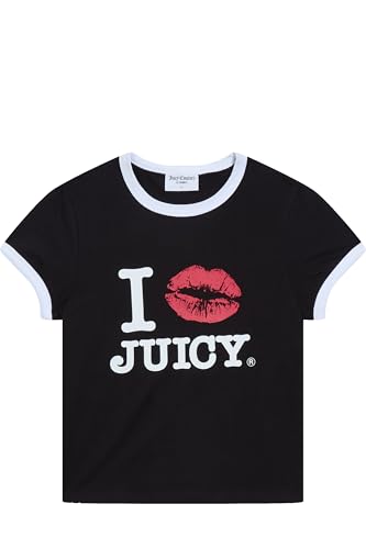 Juicy Couture Damen I KISS figubetontes Top Oberteil mit Applikationen versch. Farben T-Shirt, Black, Small Juicy Couture Damen I KISS figubetontes Top Oberteil mit Applikationen versch. Farben T-Shirt, Black, Small von Juicy Couture