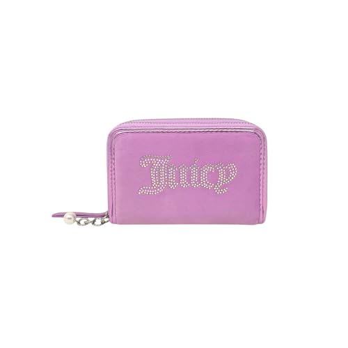 Juicy Couture Damen Medium Double Zip Around Wallet, Perlenkette Velours violett Tüll, Einheitsgröße, Modern von Juicy Couture